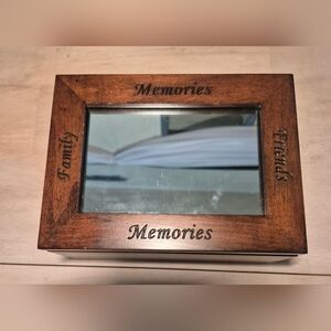 Wooden Jewelry Box W/5x7' picture Frame MirrorEngraved Words Dark Stain Read